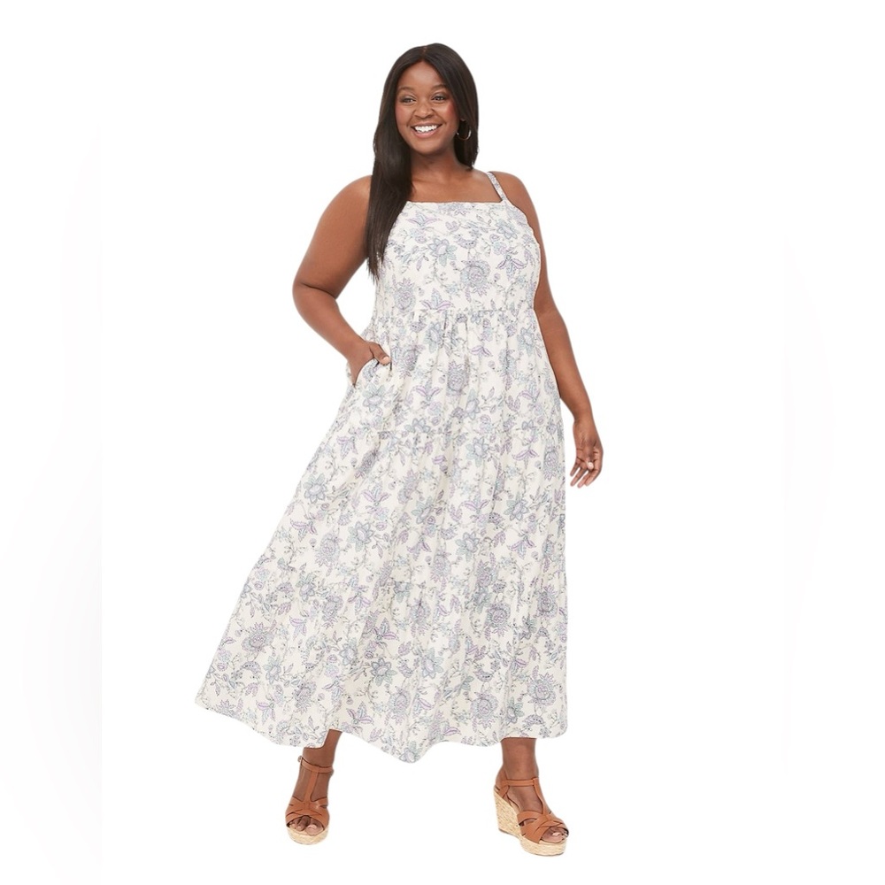 Lane Bryant Cami Smocked-Back Tiered Maxi Dress